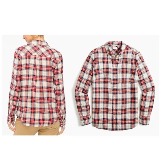 J CREW WOMEN'S PETITE FLANNEL COTTON SHIRT - Picture 3 of 3